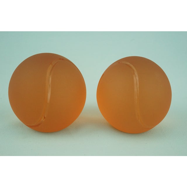 Orange Sandblasted Murano Glass Tennis Balls Paperweights from La Murrina, Italy, 1970s, Set of 2 For Sale - Image 4 of 18
