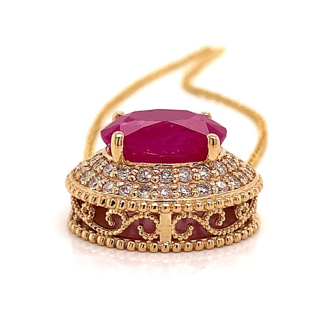 Natural Finely Faceted Quality Ruby Diamond Necklace 14k Gold 18" 5.06 TCW Certified $5,975 121097 Please look at the...