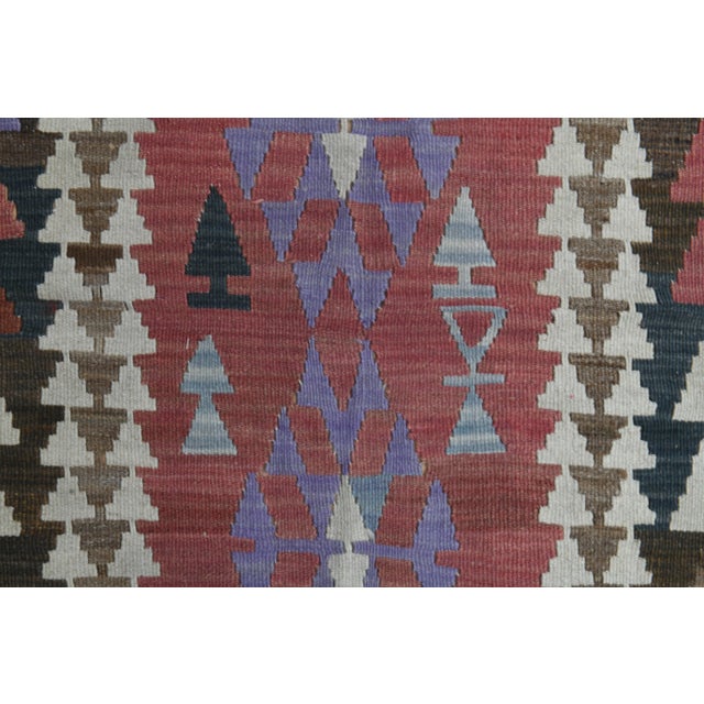 Textile REd Brown Colorful Small Vintage Turkish Kilim Rug For Sale - Image 7 of 11