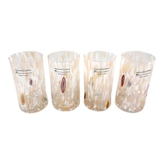 Hand Blown Alessandro Coppola Murano Art Glass Tumblers Handcrafted in Italy - Set of 4 For Sale