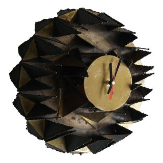 Brutalist Metal Wall Clock by A.Becht, 1986 For Sale