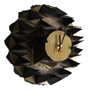 Brutalist Metal Wall Clock by A.Becht, 1986