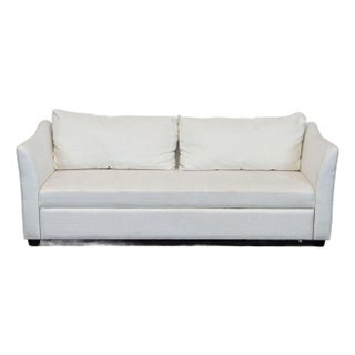 Pottery Barn York Slope Arm Modern Cream Sleeper Sofa With Pull-Out Bed For Sale