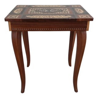 Vintage Italian Marquetry Inlay Reuge Music Box Jewelry Table Plays Fascination Waltz For Sale
