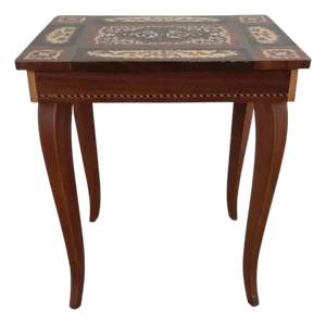 Vintage Italian Marquetry Inlay Reuge Music Box Jewelry Table Plays Fascination Waltz
