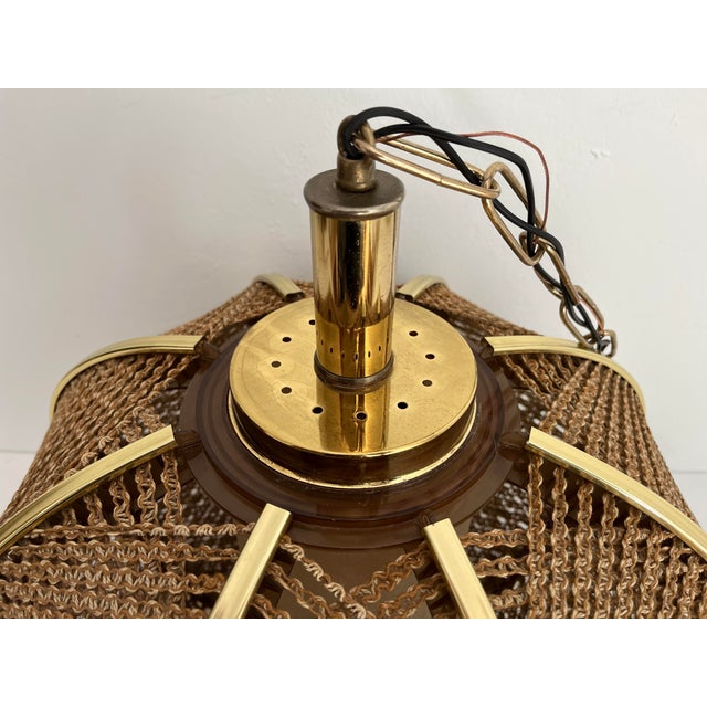 Midcentury Modern Woven Ribbed Pendant Light | Chairish