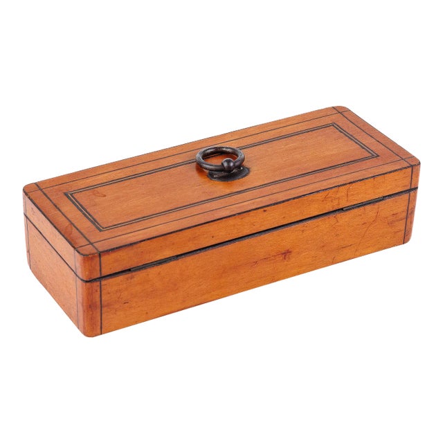 Late 19th Century Antique Brown Wooden Box For Sale