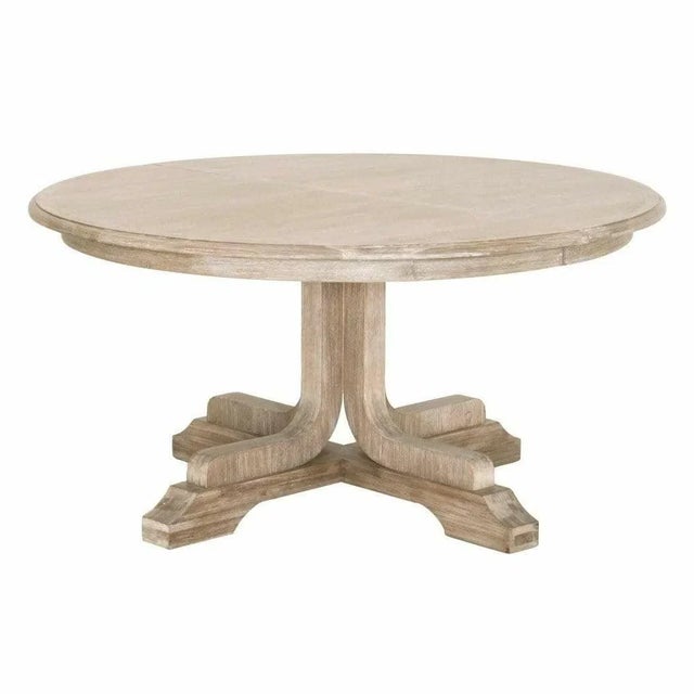 2020s 60-77" Round to Oval Extendable Solid Wood Dining Table by Essentials for Living For Sale - Image 5 of 7