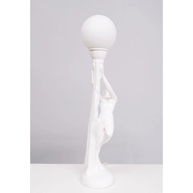 Art Deco Italian White Ceramic Naked Woman Lamp, 1970s For Sale - Image 6 of 11