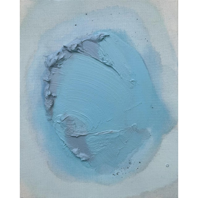 The painting is an art study of acrylic, ink, texture medium, and glaze on stretched canvas, which is framed in a natural...