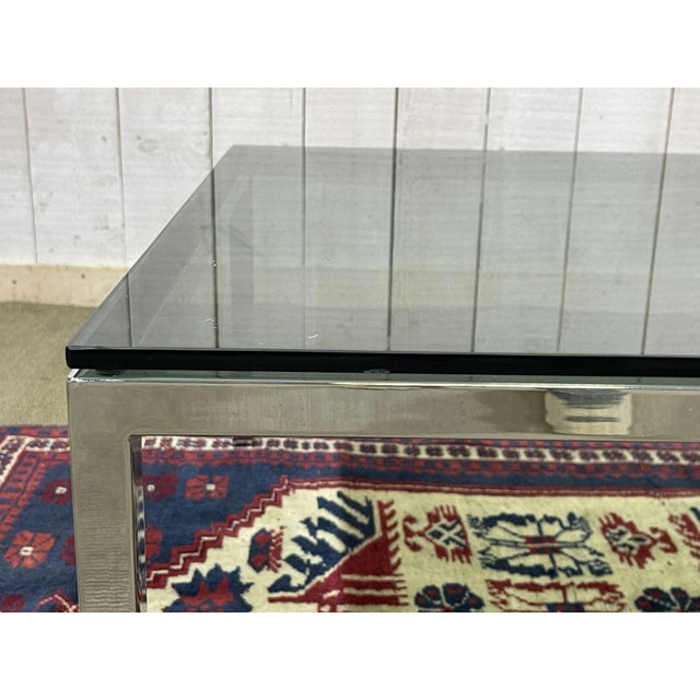 Chrome Coffee Table with Glass Top, 1980s For Sale - Image 5 of 9