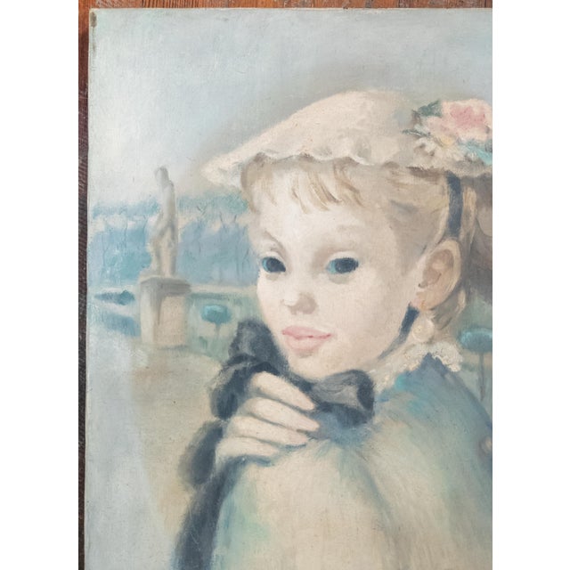 Portraiture Mid-Century French Impressionist Style Painting of a Young Lady For Sale - Image 3 of 8
