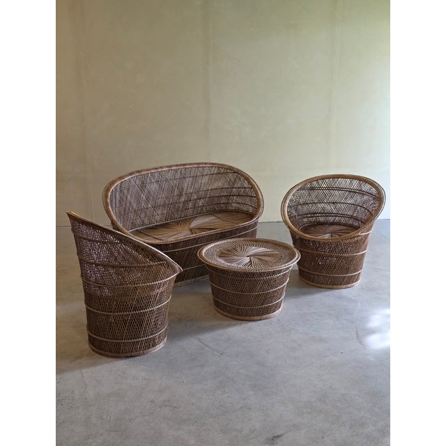 Vintage Rattan Lounge Set, 1970s, Set of 4 For Sale - Image 6 of 13