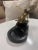 Stone Antique French Art Deco Bronze Harlequin Posing on Marble Pedestal Ashtray For Sale - Image 7 of 10
