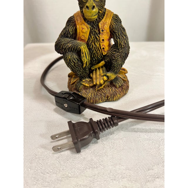 Vintage Bell Hop Monkey Accent Lamp With Green Shade For Sale - Image 10 of 11