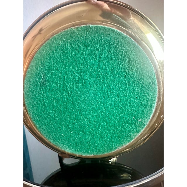 Vintage Solid Brass French Horn Bouillotte Lamp | 3-Arm Candelabra, Original Shade For Sale - Image 10 of 12