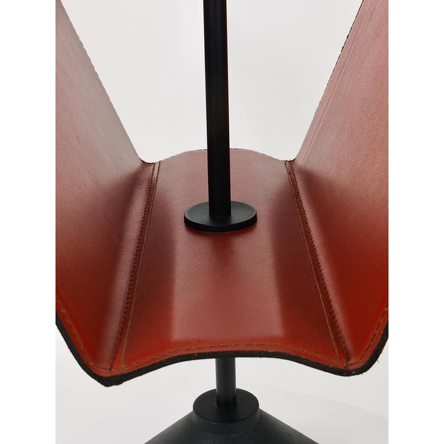 Italian Postmodern Magazine Rack in Leather by Porada Arredi, 1980s For Sale - Image 11 of 18