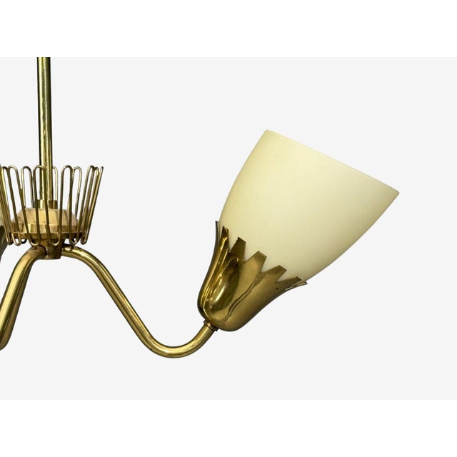 Brass 1940s Mid-Century Modern Hans Bergstrom Attr, Pendant Light, Brass, Glass For Sale - Image 8 of 10