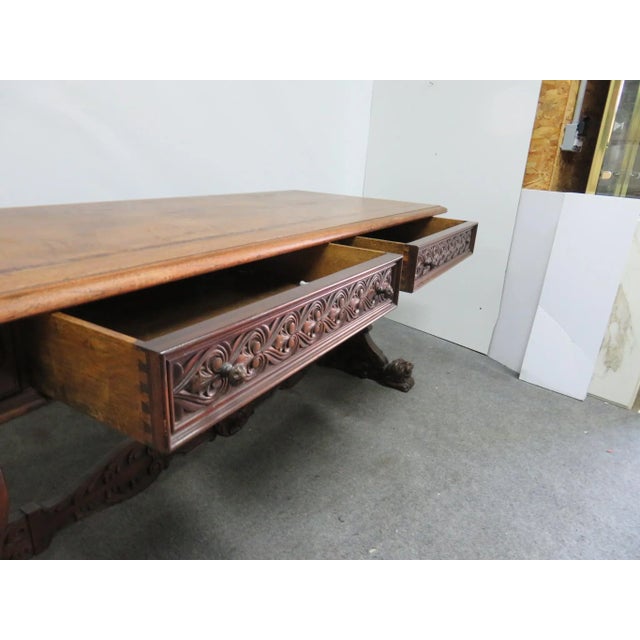 Wood 19th Century Victorian Figural Carved Walnut Console Table For Sale - Image 7 of 12