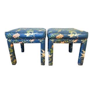 Pair Parsons Style Pillow Top Ottoman For Sale