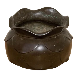 Antique Asian Bronze Lotus Water Vase