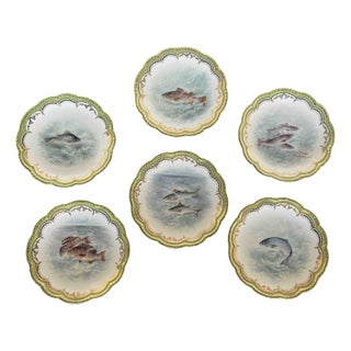 1920s Royal Cauldon for Tiffany & Co. Fish Plates, Set of Six For Sale