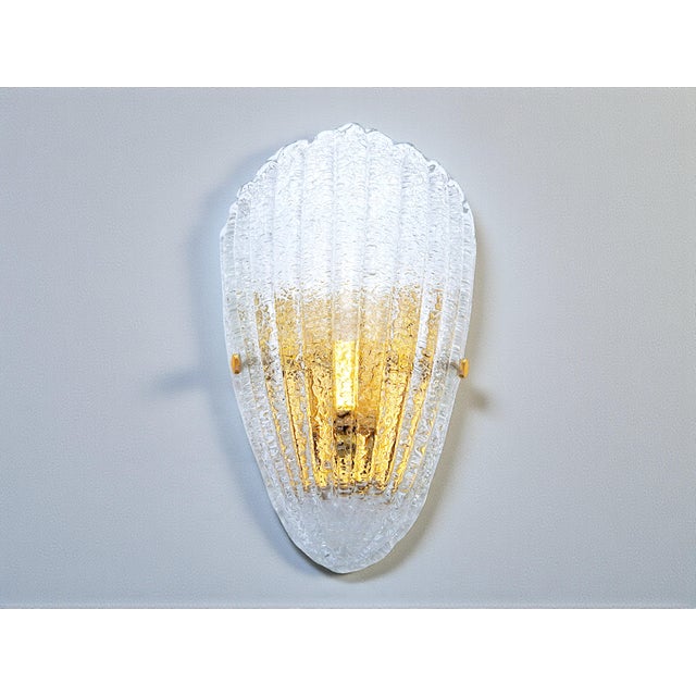 Barovier & Toso Murano Glass Wall Lamp in Dew Glass from Barovier & Toso, 1970s For Sale - Image 4 of 6