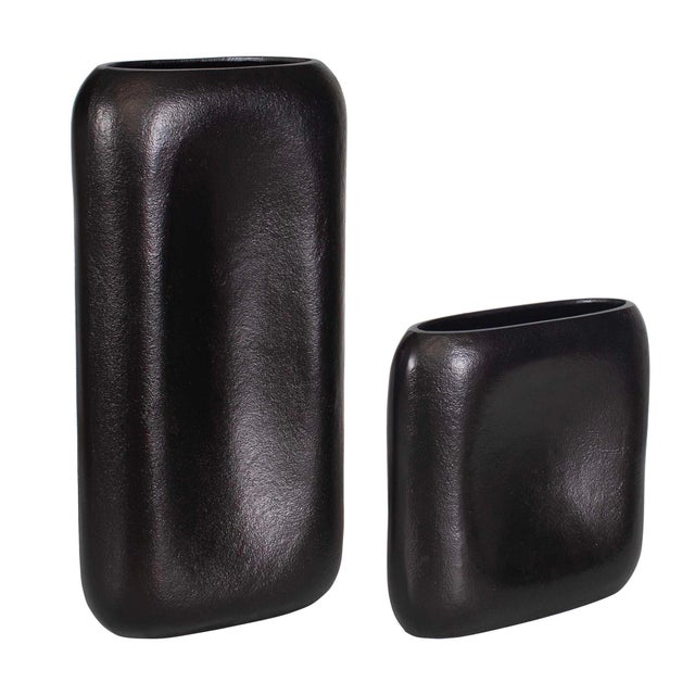 Contemporary Anodic Dark Brown Vases Set/2 For Sale - Image 3 of 6