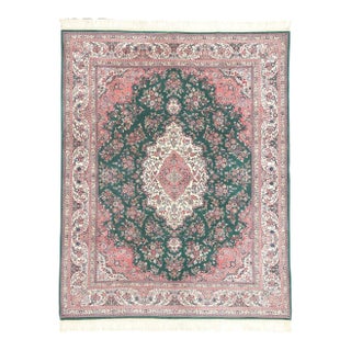 Vintage Chinese Wool and Silk Tabriz Rug - 08'00 X 10'01 For Sale