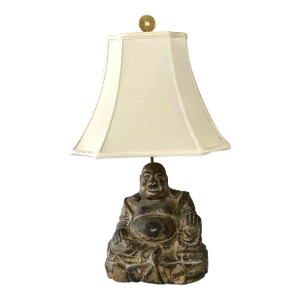 Carved Giltwood Buddha Table Lamp