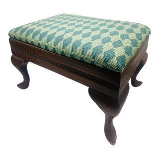 Vintage Needlepoint Footstool For Sale
