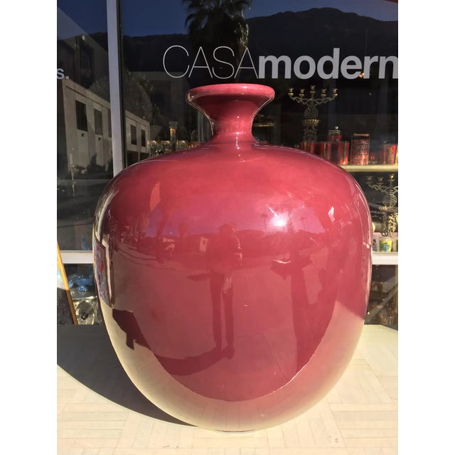 This very rare, large, berry colored ceramic vase was made in the 1980s by Jaru. Another mix matched vase in mauve/pink...