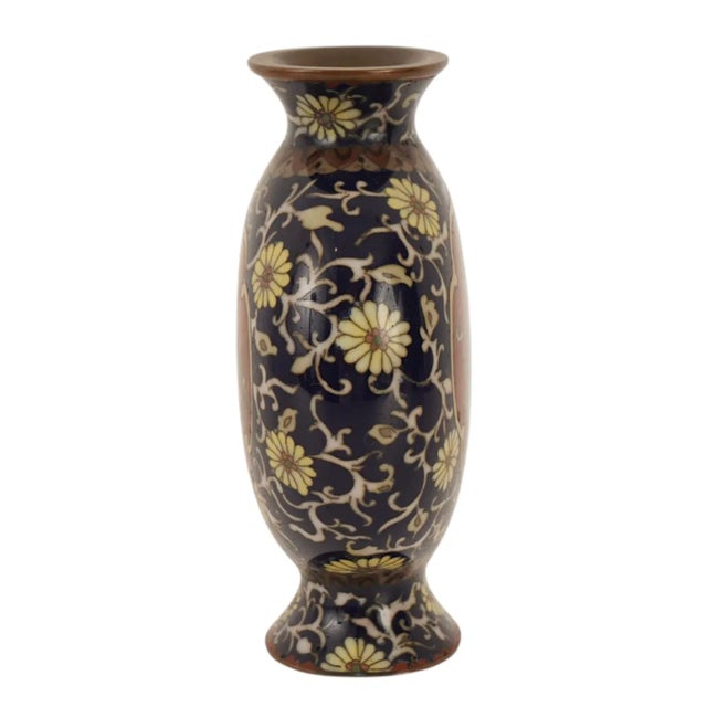 An exquisite miniature Japanese cloisonne enamel moonflask vase from the Meiji period (1868–1912), measuring just 3 inches...