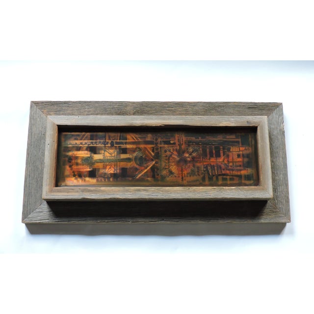 Mid Century Modern Bernhard Rohne Acid Etched Brass Art Work, Framed For Sale In Philadelphia - Image 6 of 6