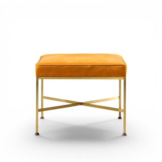 Metal Paul McCobb for Calvin Mid Century Brass X Base Stools - Pair For Sale - Image 7 of 10