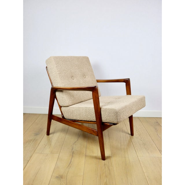 Polish Beige Gold Bouclé Lounge Chair, 1970s For Sale - Image 11 of 11