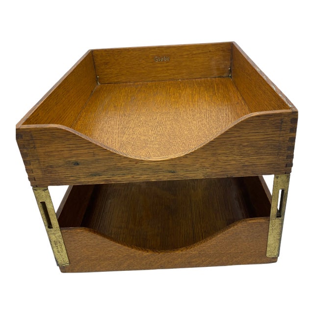 Early 20th Century Globe-Wernicke Antique Wood 2-Tier Letter Tray For Sale