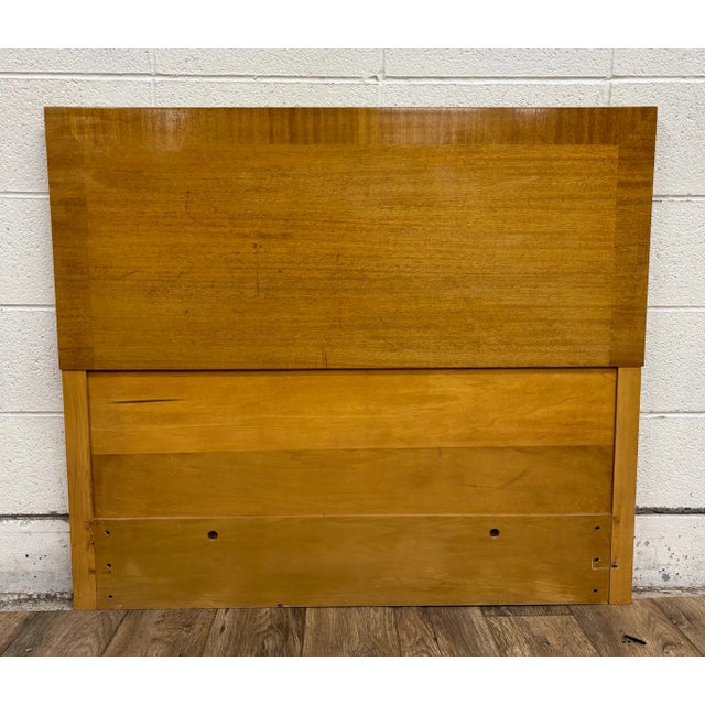 This is a stunning vintage Mid Century Modern MCM twin sized headboard with inlaid border. Wood appears to be either...