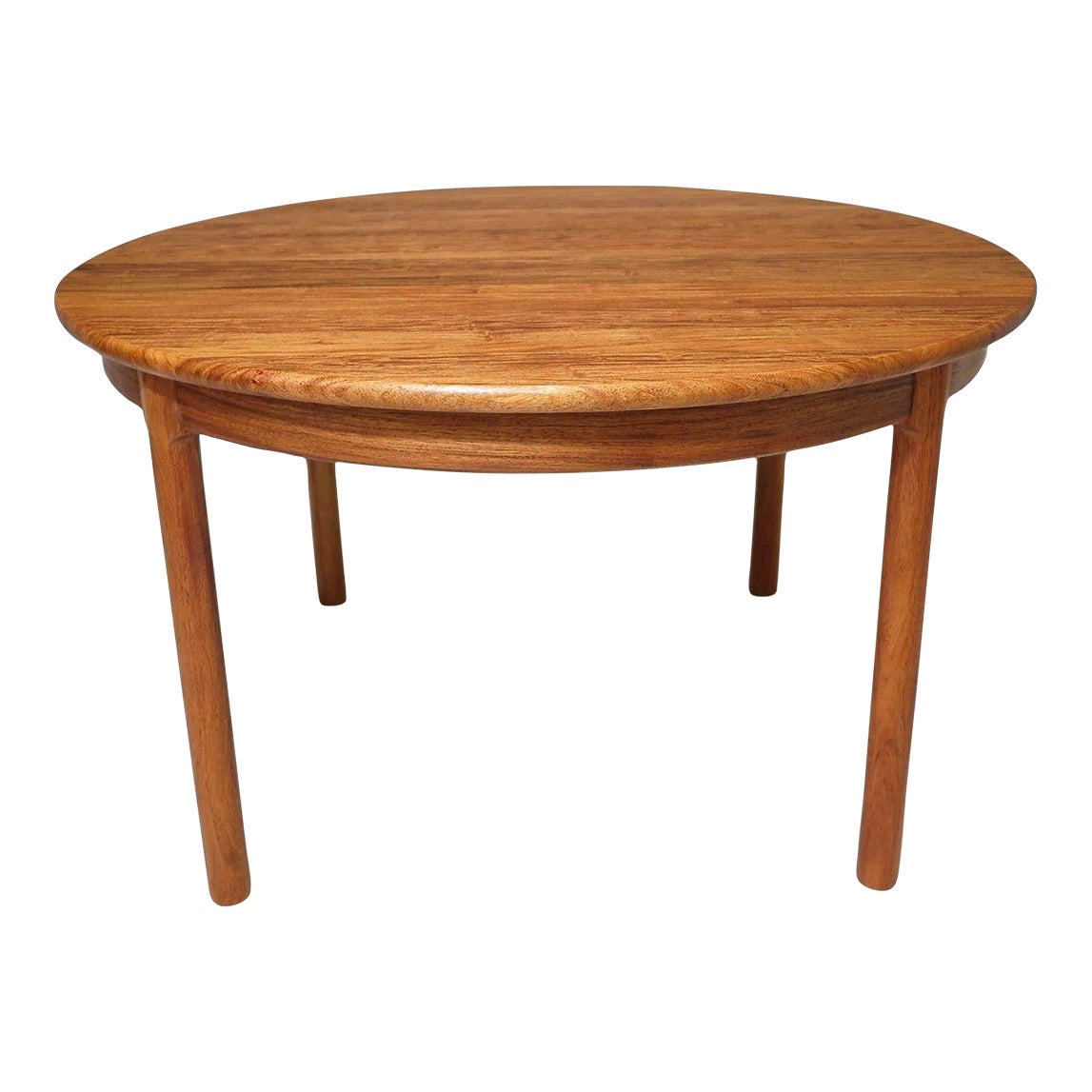 Scandinavian Solid Exotic Wood Round Dining Table With Leaves | Chairish