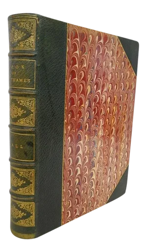 Late 19th Century Antique English Green Leather Book of the Thames by Mr. & Mrs. S. C. Hall