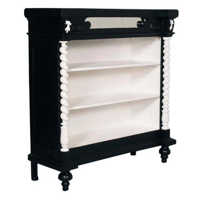 Black Ebonized Neoclassic Carved Walnut & Lacquered Bookcase, 1900s For Sale - Image 8 of 8