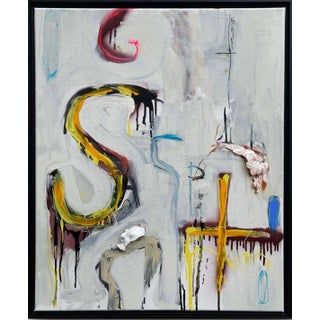 Rosetta #8 (Abstract Contemporary Multimedia Painting, Framed) For Sale