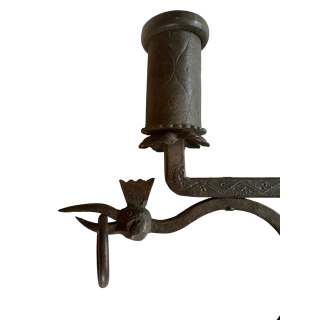 Pair of Antique Early Forged Iron Candle Sconces For Sale - Image 4 of 8