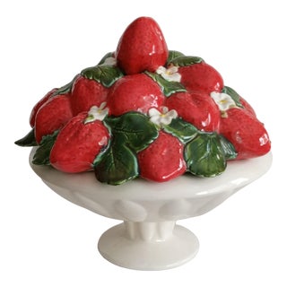 1960s Vintage Covered Strawberry Pedestal Dish For Sale