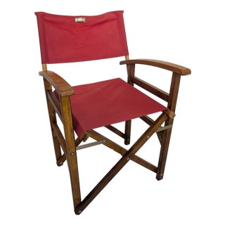 Vintage Wooden Directors Chair in Fabric For Sale