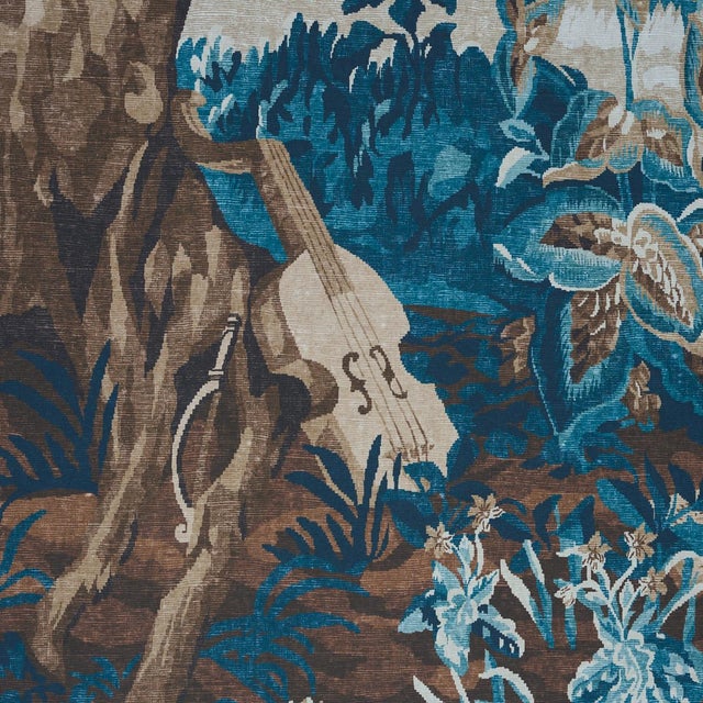 2020s SAMPLE - Schumacher X Johnson Hartig La Forêt 3 Panel Set In Antique Blue Forest For Sale - Image 5 of 6
