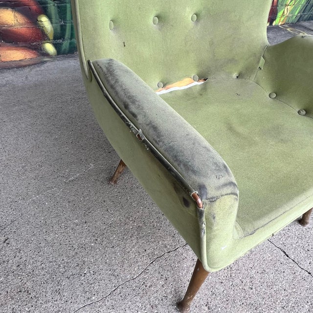 Green Karpen of California Wing Back Lounge Chair – For Reupholstery For Sale - Image 8 of 11