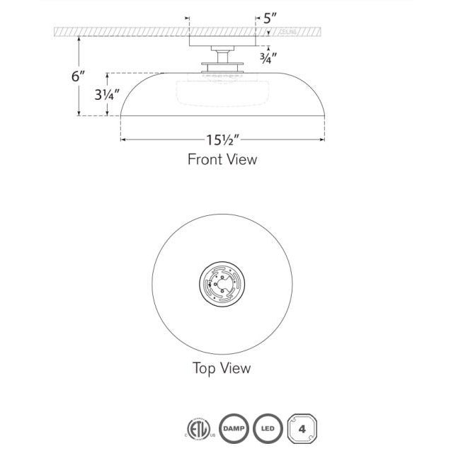 Modern Amber Lewis for Visual Comfort Signature Cyrus 16" Flush Mount in Polished Nickel and White with White Glass For Sale - Image 3 of 3