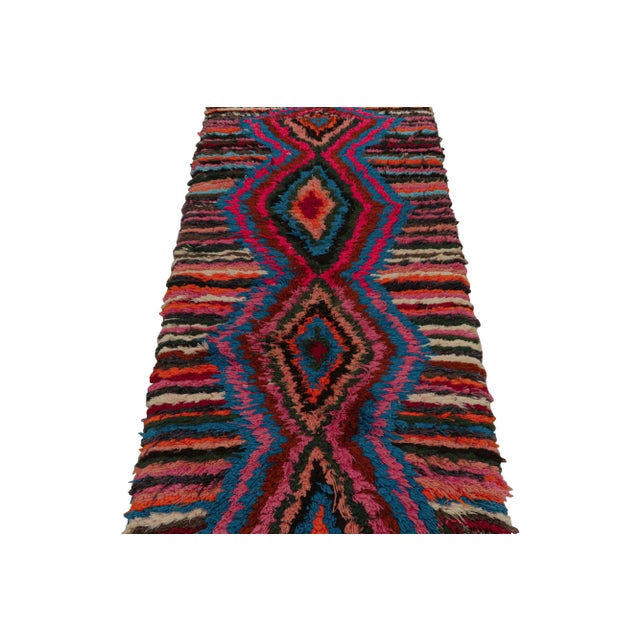 Traditional Vintage Moroccan Runner Rug With Stripes & Diamond Medallions, From Rug & Kilim For Sale - Image 3 of 7