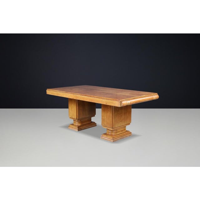 French Art Deco Extendable Dining Table in Oak attributed to Charles Dudouyt, 1930s For Sale - Image 9 of 14